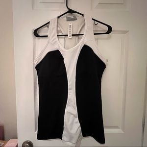 athleta black white turbocharge top medium